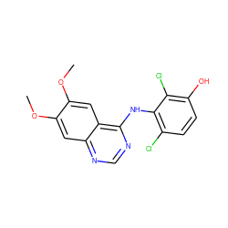 COc1cc2ncnc(Nc3c(Cl)ccc(O)c3Cl)c2cc1OC ZINC000653720448