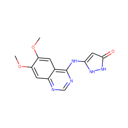 COc1cc2ncnc(Nc3cc(=O)[nH][nH]3)c2cc1OC ZINC001772579257