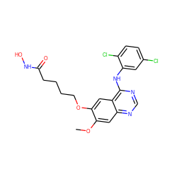 COc1cc2ncnc(Nc3cc(Cl)ccc3Cl)c2cc1OCCCCC(=O)NO ZINC000473153684