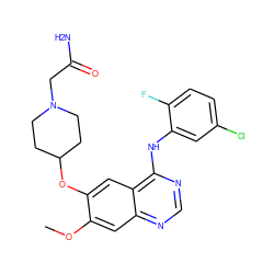 COc1cc2ncnc(Nc3cc(Cl)ccc3F)c2cc1OC1CCN(CC(N)=O)CC1 ZINC000034800127