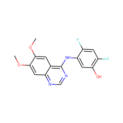 COc1cc2ncnc(Nc3cc(O)c(F)cc3F)c2cc1OC ZINC000145983033