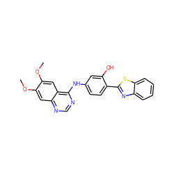 COc1cc2ncnc(Nc3ccc(-c4nc5ccccc5s4)c(O)c3)c2cc1OC ZINC000040404224