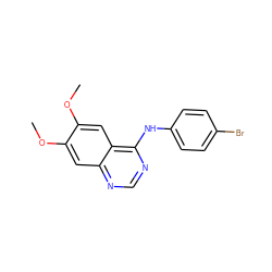 COc1cc2ncnc(Nc3ccc(Br)cc3)c2cc1OC ZINC000001386782