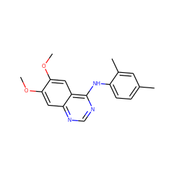 COc1cc2ncnc(Nc3ccc(C)cc3C)c2cc1OC ZINC000001386784