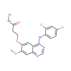 COc1cc2ncnc(Nc3ccc(Cl)cc3Cl)c2cc1OCCC(=O)NO ZINC000473155285