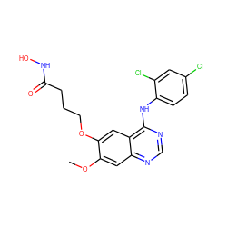 COc1cc2ncnc(Nc3ccc(Cl)cc3Cl)c2cc1OCCCC(=O)NO ZINC000473154610