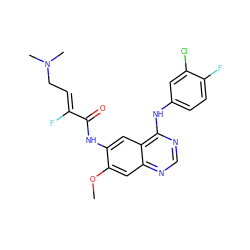 COc1cc2ncnc(Nc3ccc(F)c(Cl)c3)c2cc1NC(=O)/C(F)=C/CN(C)C ZINC000145221410