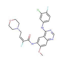 COc1cc2ncnc(Nc3ccc(F)c(Cl)c3)c2cc1NC(=O)/C(F)=C\CN1CCOCC1 ZINC000145219350