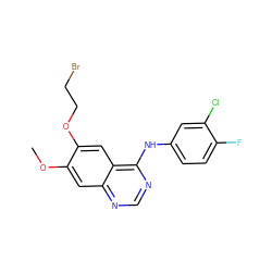 COc1cc2ncnc(Nc3ccc(F)c(Cl)c3)c2cc1OCCBr ZINC000095591756