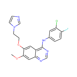 COc1cc2ncnc(Nc3ccc(F)c(Cl)c3)c2cc1OCCn1ccnc1 ZINC000029559968