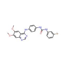 COc1cc2ncnc(Nc3ccc(NC(=O)Nc4cccc(Br)c4)cc3)c2cc1OC ZINC000473145432