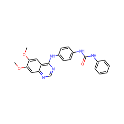 COc1cc2ncnc(Nc3ccc(NC(=O)Nc4ccccc4)cc3)c2cc1OC ZINC000071316366