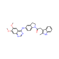 COc1cc2ncnc(Nc3ccc4c(c3)CCN4C(=O)Cc3c(C)[nH]c4ccccc34)c2cc1OC ZINC000219437901