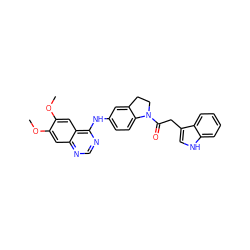 COc1cc2ncnc(Nc3ccc4c(c3)CCN4C(=O)Cc3c[nH]c4ccccc34)c2cc1OC ZINC000299819604