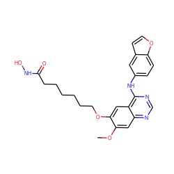 COc1cc2ncnc(Nc3ccc4occc4c3)c2cc1OCCCCCCC(=O)NO ZINC000059150919