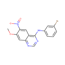 COc1cc2ncnc(Nc3cccc(Br)c3)c2cc1[N+](=O)[O-] ZINC000003815199