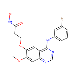 COc1cc2ncnc(Nc3cccc(Br)c3)c2cc1OCCC(=O)NO ZINC000473153300