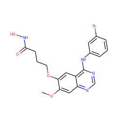 COc1cc2ncnc(Nc3cccc(Br)c3)c2cc1OCCCC(=O)NO ZINC000473153984