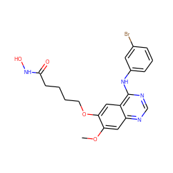 COc1cc2ncnc(Nc3cccc(Br)c3)c2cc1OCCCCC(=O)NO ZINC000473158397