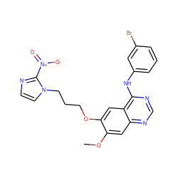 COc1cc2ncnc(Nc3cccc(Br)c3)c2cc1OCCCn1ccnc1[N+](=O)[O-] ZINC000299821742