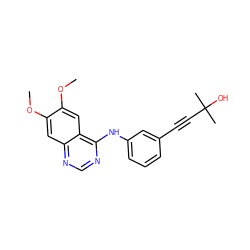 COc1cc2ncnc(Nc3cccc(C#CC(C)(C)O)c3)c2cc1OC ZINC000028951173