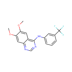 COc1cc2ncnc(Nc3cccc(C(F)(F)F)c3)c2cc1OC ZINC000003815044