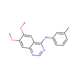 COc1cc2ncnc(Nc3cccc(C)c3)c2cc1OC ZINC000000005857