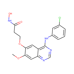 COc1cc2ncnc(Nc3cccc(Cl)c3)c2cc1OCCC(=O)NO ZINC000473156213