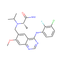 COc1cc2ncnc(Nc3cccc(Cl)c3F)c2cc1CN(C(C)C)[C@@H](C)C(N)=O ZINC000034800021