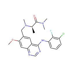 COc1cc2ncnc(Nc3cccc(Cl)c3F)c2cc1CN(C)[C@H](C)C(=O)N(C)C ZINC000034800047