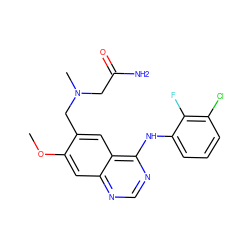 COc1cc2ncnc(Nc3cccc(Cl)c3F)c2cc1CN(C)CC(N)=O ZINC000034799975