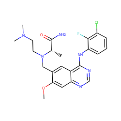 COc1cc2ncnc(Nc3cccc(Cl)c3F)c2cc1CN(CCN(C)C)[C@@H](C)C(N)=O ZINC000034800022