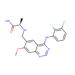 COc1cc2ncnc(Nc3cccc(Cl)c3F)c2cc1CN[C@H](C)C(N)=O ZINC000034799998