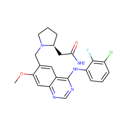 COc1cc2ncnc(Nc3cccc(Cl)c3F)c2cc1CN1CCC[C@H]1CC(N)=O ZINC000034799981