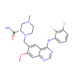 COc1cc2ncnc(Nc3cccc(Cl)c3F)c2cc1CN1CCN(C)C[C@H]1C(N)=O ZINC000034799982