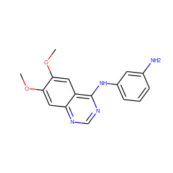 COc1cc2ncnc(Nc3cccc(N)c3)c2cc1OC ZINC000036430418