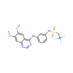 COc1cc2ncnc(Nc3cccc(NS(=O)(=O)CC(F)(F)F)c3)c2cc1OC ZINC001772644977