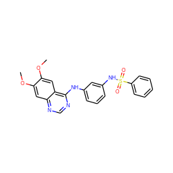 COc1cc2ncnc(Nc3cccc(NS(=O)(=O)c4ccccc4)c3)c2cc1OC ZINC001772571251