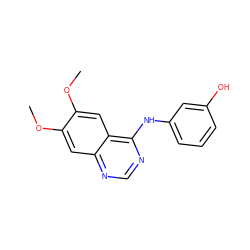 COc1cc2ncnc(Nc3cccc(O)c3)c2cc1OC ZINC000003828650