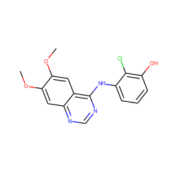 COc1cc2ncnc(Nc3cccc(O)c3Cl)c2cc1OC ZINC000653717876