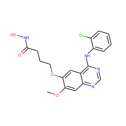 COc1cc2ncnc(Nc3ccccc3Cl)c2cc1OCCCC(=O)NO ZINC000653700852