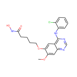 COc1cc2ncnc(Nc3ccccc3Cl)c2cc1OCCCCC(=O)NO ZINC000653701052