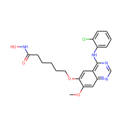 COc1cc2ncnc(Nc3ccccc3Cl)c2cc1OCCCCCC(=O)NO ZINC000653701016