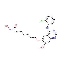 COc1cc2ncnc(Nc3ccccc3Cl)c2cc1OCCCCCCC(=O)NO ZINC000653701049