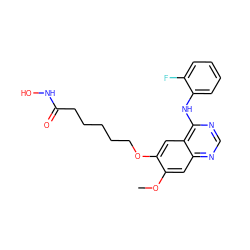 COc1cc2ncnc(Nc3ccccc3F)c2cc1OCCCCCC(=O)NO ZINC000653707450