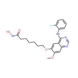 COc1cc2ncnc(Nc3ccccc3F)c2cc1OCCCCCCC(=O)NO ZINC000653707434