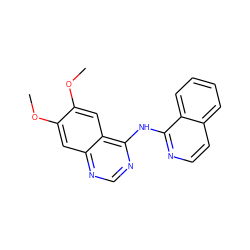 COc1cc2ncnc(Nc3nccc4ccccc34)c2cc1OC ZINC000003815305