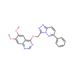 COc1cc2ncnc(OCc3nnc4ccc(-c5ccccc5)nn34)c2cc1OC ZINC000149022489