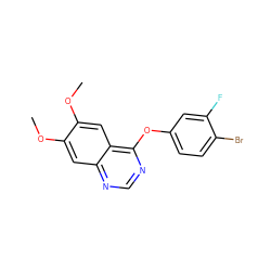 COc1cc2ncnc(Oc3ccc(Br)c(F)c3)c2cc1OC ZINC000064448385