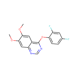 COc1cc2ncnc(Oc3ccc(F)cc3F)c2cc1OC ZINC000169325537